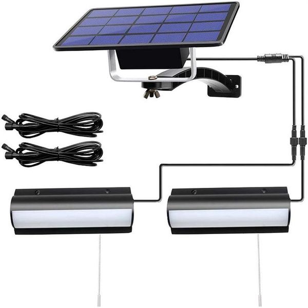 Cabeça dupla luz solar cordão jardim parede ao ar livre lâmpada de rua à prova dwaterproof água divisão lâmpada led com cordão de tração lamps242r