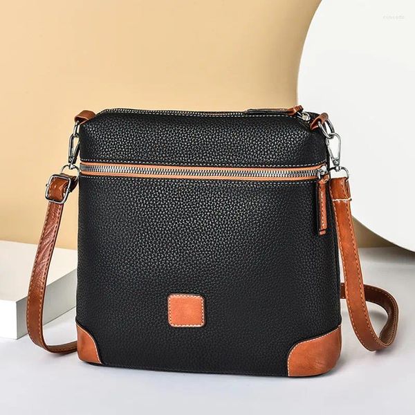 Bolsas de ombro 2023 Moda Lychee Padrão Mulheres Bucket Bag Retro Messenger Alta Qualidade Uma Simples Tote