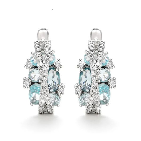 Stud Huitan Silber Farbe Kreuz Kubische Zirkon Ohrringe für Frauen Moderne Mode Design Hochzeit Verlobung Party Ohrringe Luxus Schmuck 230928