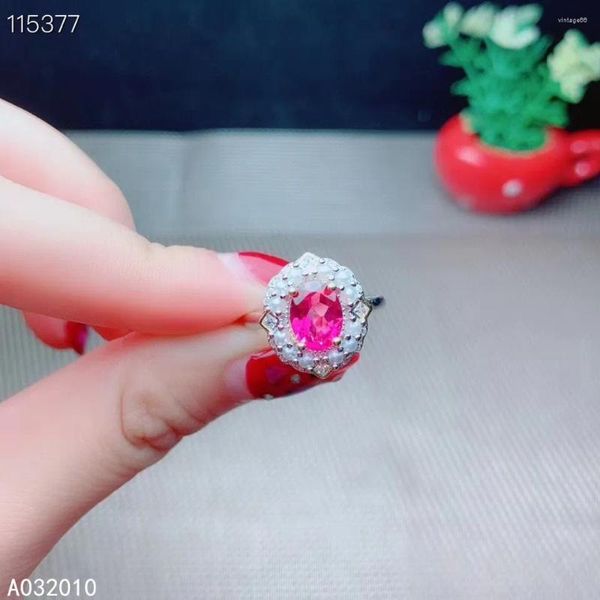 Cluster Ringe KJJEAXCMY Boutique Feiner Schmuck 925 Sterling Silber Natürlicher Edelstein Rosa Topas Weibliche Miss Woman Girl Ring