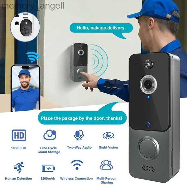 Campanelli più recenti WiFi Smart Home Video Campanello 1080P HD Rilevazione mobile Campanello senza fili per esterni Visione notturna Citofono Campanello Telecamera YQ230928