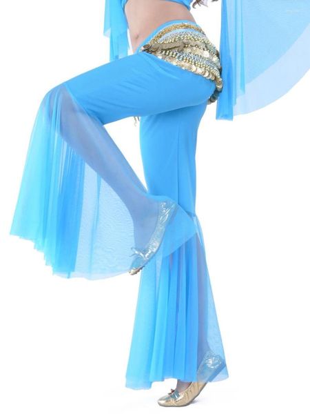 Bühnenkleidung Mesh Patchwork Orientalische Kostümhose Damen für Hochzeiten Jazz Hohe Taille Frau Fantasia Latin Urban Dance Flamco Schlaghose