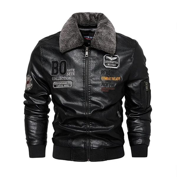 Jaqueta de motocicleta de couro falso de couro masculino para homens no outono / inverno moda casual couro bordado jaqueta de veludo pu jacke 230927