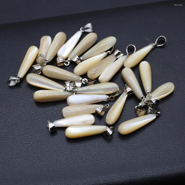 Anhänger Halsketten 2 stück Natürliche Perle Shell Lange Wasser Tropfen Weiß Charme Feine Form Für Schmuck Machen DIY Frauen Halskette ohrring Handwerk