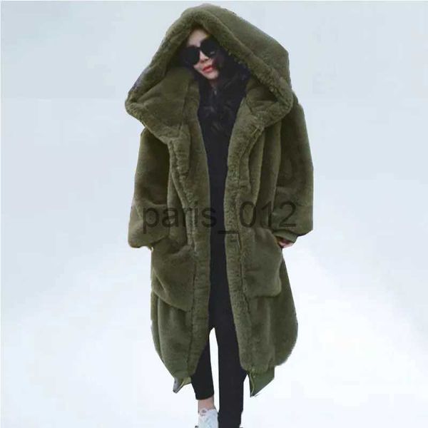 Damen Pelz Kunstpelz Übergroßer Winter Kunstpelzmantel Frauen Parka Lange warme Kunstpelzjacke Mäntel Hoodies Lose Wintermantel Outwear Casaco feminino x0928