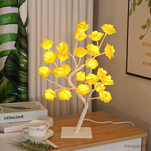 Decorações de Natal LED Rose Lamp Rose Light Tree Table Top Decorações para Casamento Dia das Mães Dia dos Namorados Decorações Presente para Meninas Mãe R230928