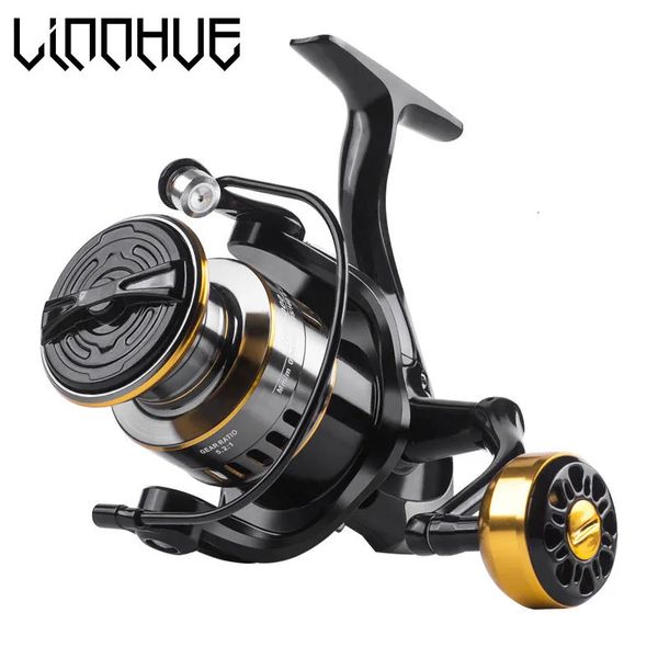 Fly Fishing Reels2 LINNHUE Angelrolle HE500-7000 Max Drag 10 kg Metallspulengriff Spinnrolle für Karpfenrolle Angelausrüstung Pesca Bass Fishing 230927