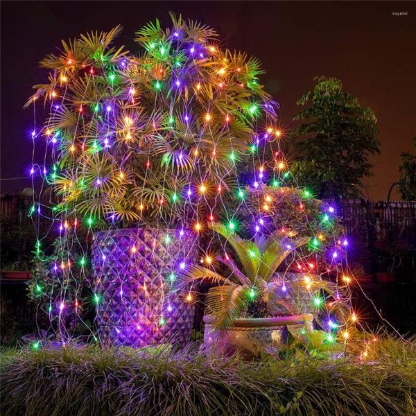 Cordas Ao Ar Livre Natal Net Luzes 8 Modos LED Malha String Luz Conectável Fada Jardim Árvore Arbustos Decorações de Festa de Casamento