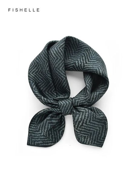 Шарфы Серый, черный полосатый мужской шелковый костюмный шарф, настоящие маленькие шарфы, натуральные шарфы, весенне-осенний носовой платок под хиджаб 230927