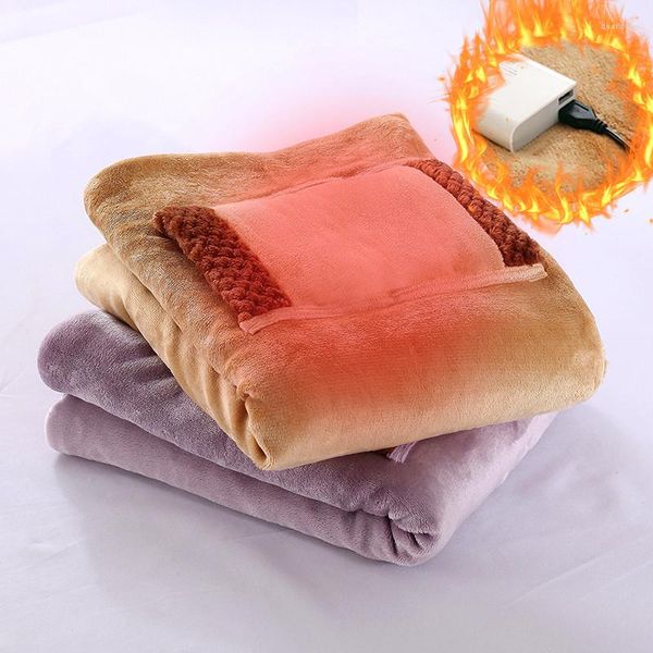 Cobertores Cobertor elétrico USB Aquecedor de cama quente Termostato Power Bank Colchão Pad Home Office Soft Aquecimento Bolso Xale