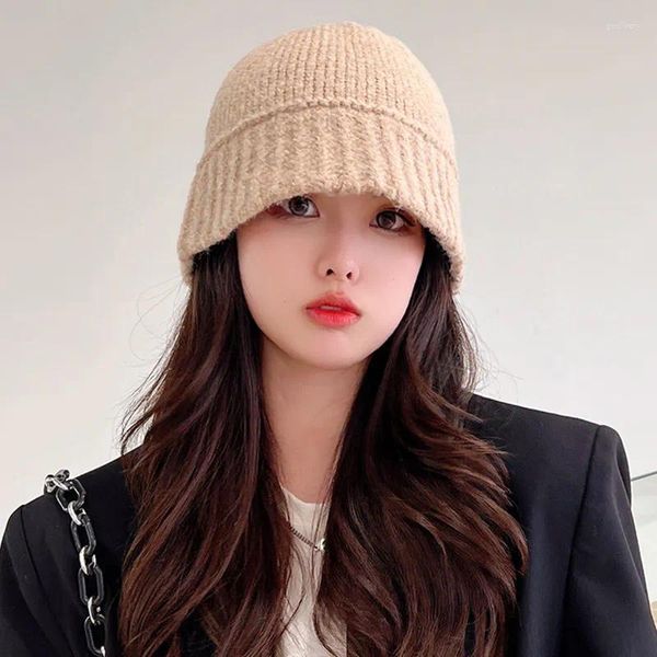 Hüte Schals Handschuhe Sets 2023 Hut Weibliche Wolle Fischer Herbst Und Winter Koreanische Ausgabe Vielseitige Mode Lässig Warm Stricken
