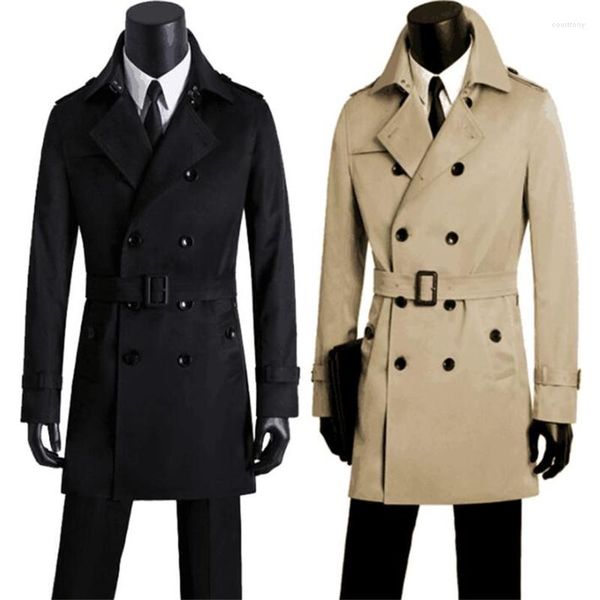 Trench da uomo Cappotto slim fit Uomo di media lunghezza Bello stile britannico Design Senior Autunno Jaqueta Masculina Sobretudo Masculino Longo