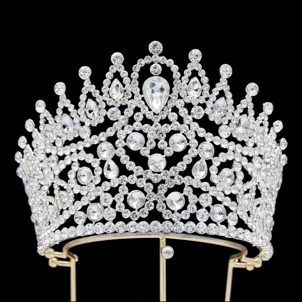 Diadema e corona in argento per donna Corone di cristallo Diademi principessa con strass Accessori per capelli da sposa per sposa Compleanno Halloween Cos-play Natale