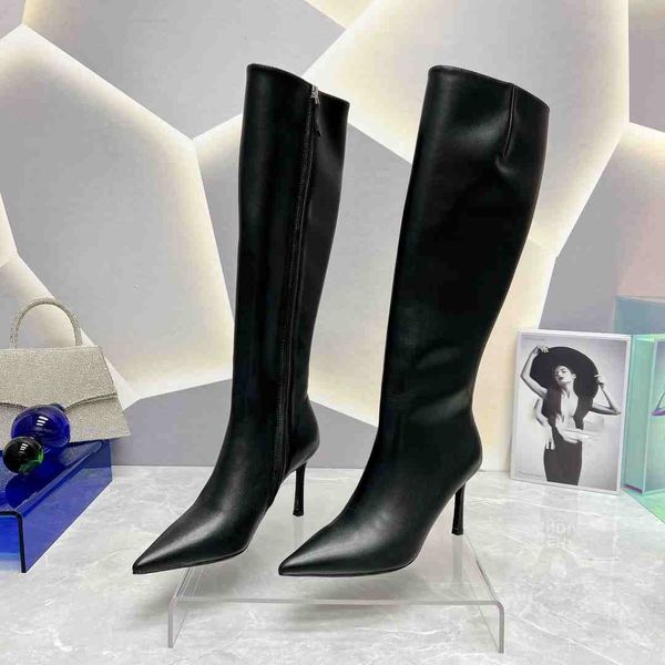 Осень/зима 2023, последние популярные высокие сапоги, женские классические брендовые женские ботинки, обувь высокого качества