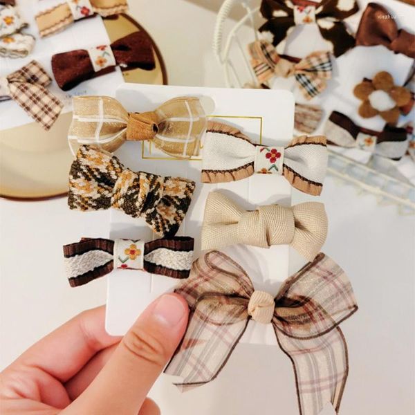 Haarschmuck 6 Teile/satz Süße Bowknot Clips Für Baby Mädchen Nette Blume Plaid Print Bogen Haarnadeln Barrettes Kopfbedeckungen Kinder