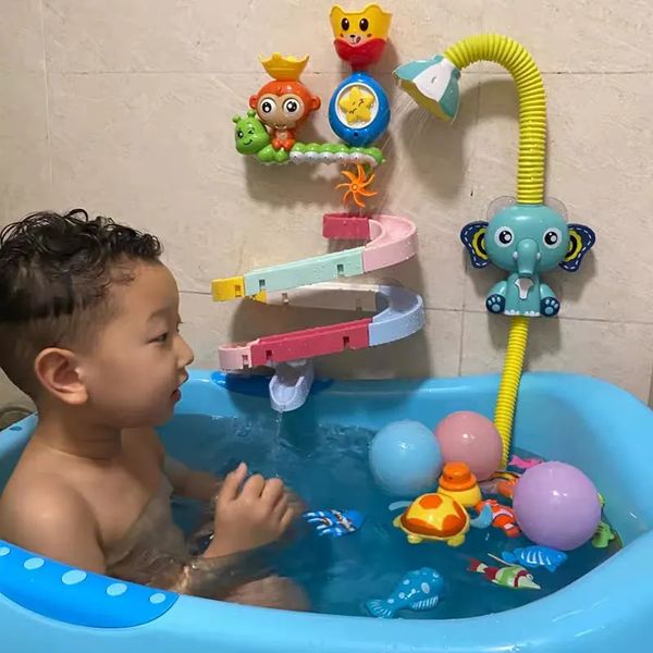 Giocattoli da bagnetto Giocattoli da bagnetto per bambini Elefante elettrico Anatra Spruzzo d'acqua con ventosa Bagno per bambini Vasca da bagno Doccia Gioco giocattolo per l'estate 230928