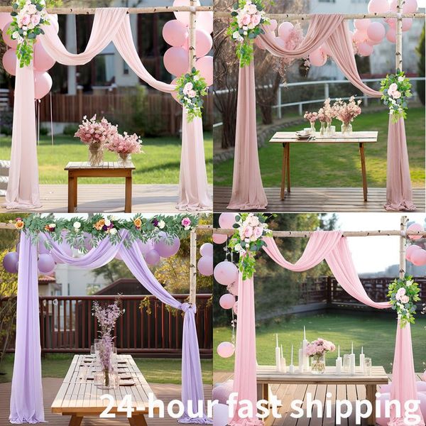 Decoração de festa 0.7 / 6m arco de casamento cortina tecido sheer chiffon tule cortina drapeado suprimentos para casa cerimônia de cortina