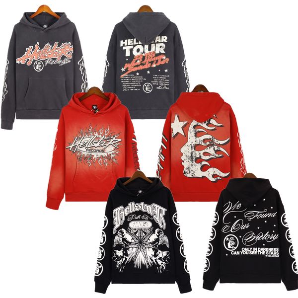 Hellstar Hoodies Designer-Hoodie Vintage Street Graffiti Hip Hop Style High Street Kapuzen-gepolstertes Sweatshirt gewaschene Sweatshirts Langarm-Kapuzenpullover Hoodys 2023