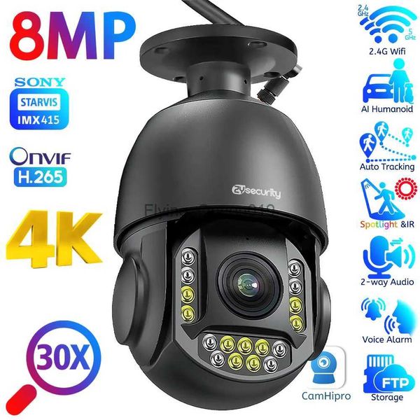 Obiettivo CCTV 4K Zoom 30X Telecamera di sorveglianza PTZ WIFI esterno 8MP Vista notturna a colori 100M IR Tracciamento umanoide Speed Dome Telecamera di sicurezza CCTV YQ230928