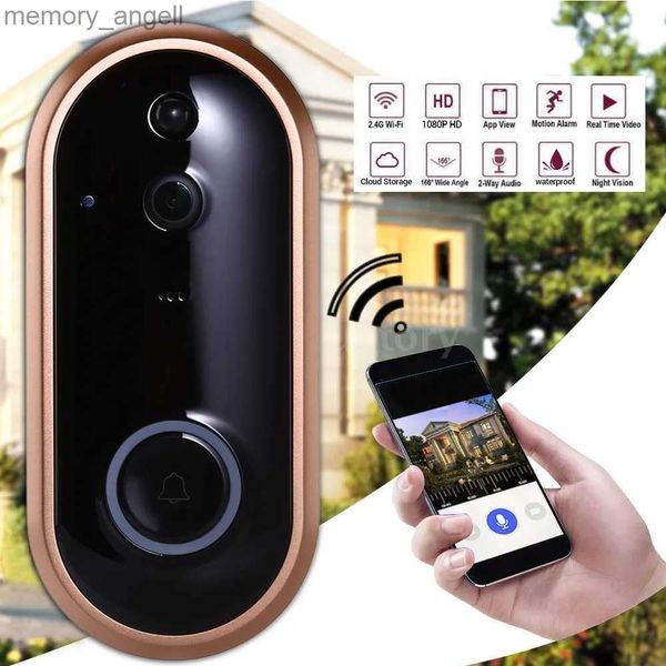 Campainha inteligente wi-fi campainha sem fio vídeo-olho campainha anel campainha com câmera ir entrada porta alerta segurança carrilhão campainha câmera yq230928