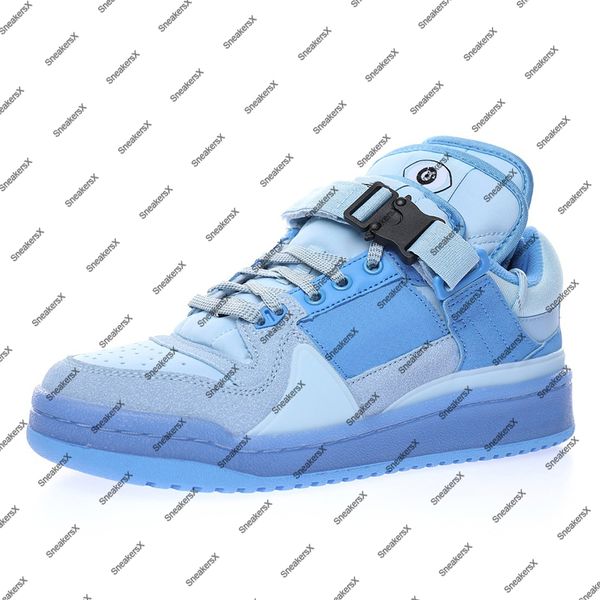 Bad Bunny Forum Buckle Low Blue Tint Коньки для мужчин. Розовые кроссовки с пасхальным яйцом. Мужская спортивная обувь для школы. Женские кроссовки для скейтбординга. Женские кроссовки The First Cafe GY9693.