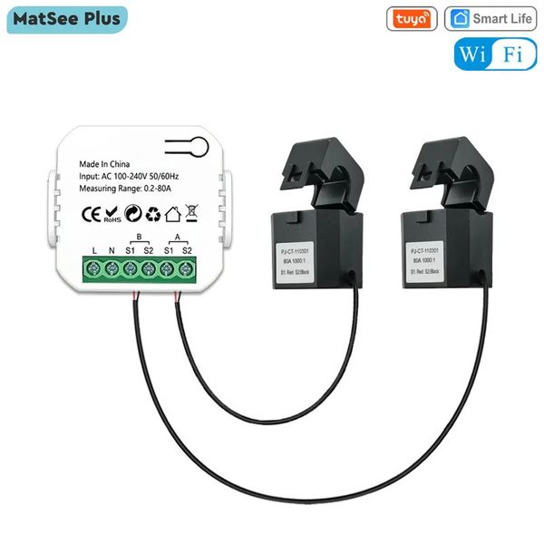 Altra elettronica Tuya Contatore di energia WiFi Smart bidirezionale bidirezionale 12 canali con morsetto App Monitor Energia solare prodotta e consumata AC110V 240V 230927