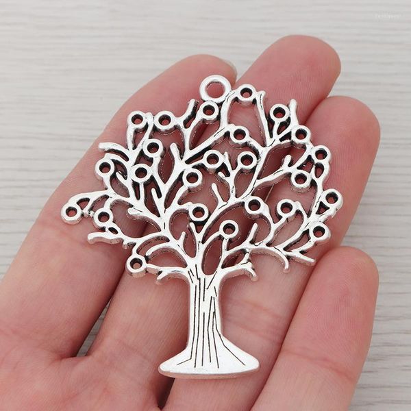 Anhänger-Halsketten, 3 x tibetisches Silber, hohl, offen, großer Baum-Charm-Anhänger für DIY-Schmuckherstellung, Zubehör, 61 x 54 mm