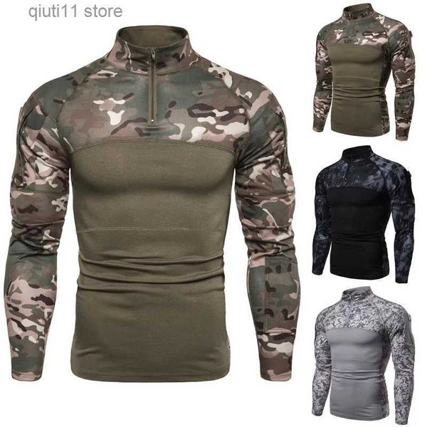 Camisetas masculinas nova moda esportes ao ar livre militar camuflagem manga longa camiseta moda casual camisa de manga longa t230928