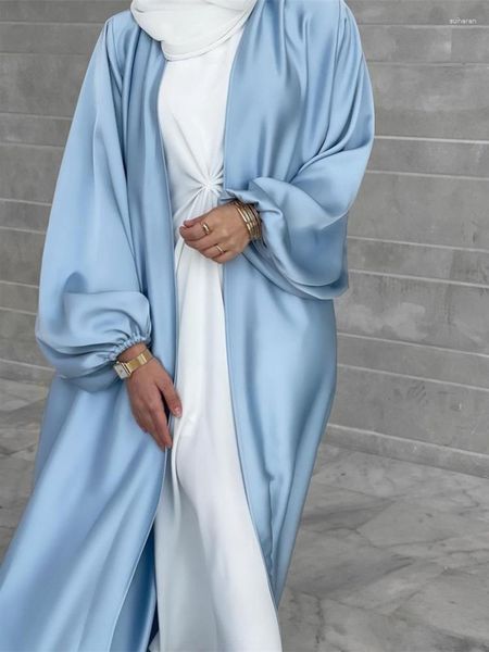 Этническая одежда Ид с эластичными рукавами-фонариками, мусульманское Абая, женское платье, скромное марокканское вечерние длинное исламское платье в Турции, Дубае, Рамадане, Джубахе