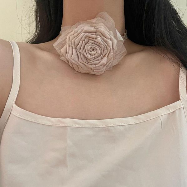 Gargantilha aomu exagerar decorações delicada pescoço corrente clássico romântico flor colares para mulheres moda jóias vintage