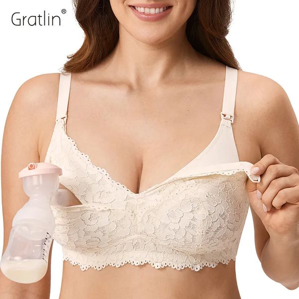 Intimo premaman Reggiseno per estrazione a mani libere Allattamento al seno Maternità Pizzo Intimo senza fili carino Reggiseno allattamento per donne incinte 230927