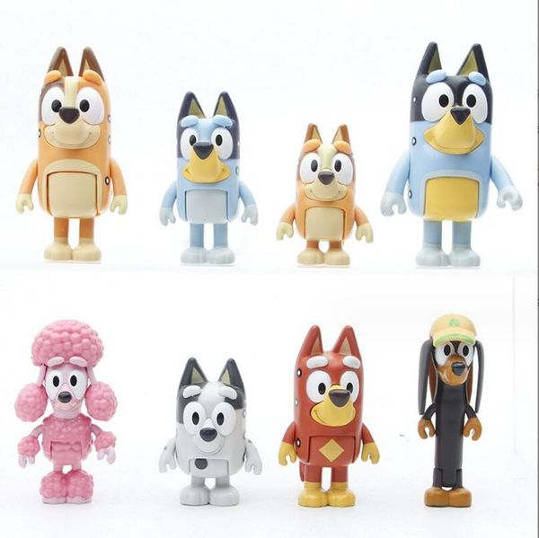 Nova moda cão família desenhos animados figuras de ação 8 pçs/saco crianças brinquedos presente aniversário