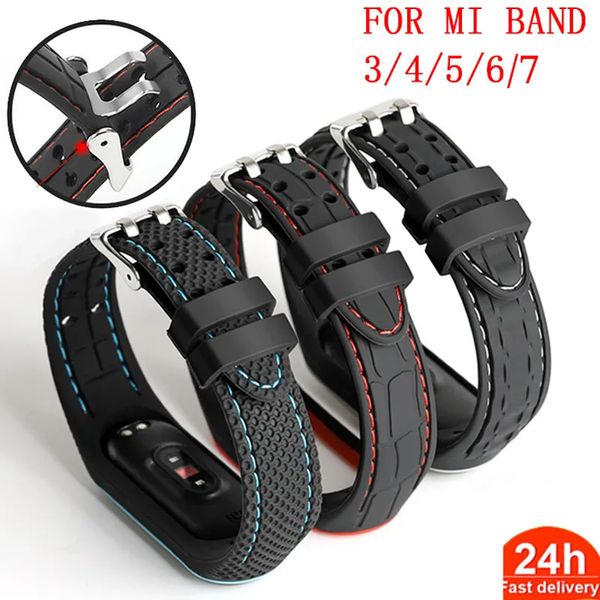 Mi Band 7 için Bant Bantları Bilezik 7 6 Strap Sport Kemer Silikon Saat Bandı Yedek Xiaomi Mi 3 4 5 Kayış 230928