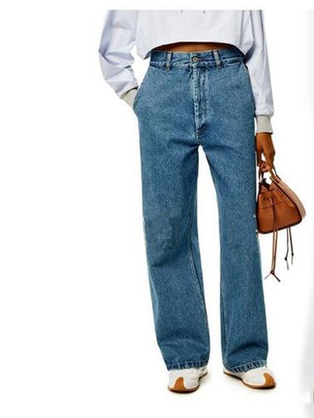 Flare-Jeans, gerade Bootcut-Jeans, weites Bein, Designer-Damenjeans, hohe Taille, Straße, ausgehöhlter Patch, bestickte Dekoration, lässige blaue gerade Denim-Hose