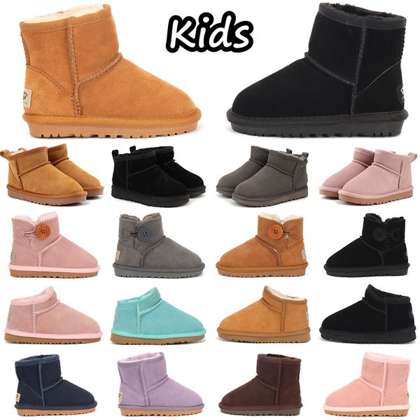 Crianças Botas Criança Botas Austrália Bota De Neve Designer Crianças Inverno Clássico Ultra Mini Bota Bebê Pele Booty Meninos Meninas Tornozelo Meia Botas Criança Botas De Camurça