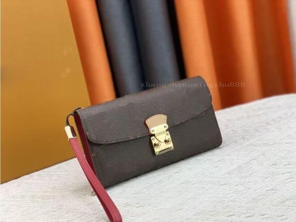 Pochette di lusso fiore marrone Lettera Portafogli con cerniera firmati Borse da donna in pelle portacarte moda Portafogli da uomo Portafogli con griglia bianca Scatola originale