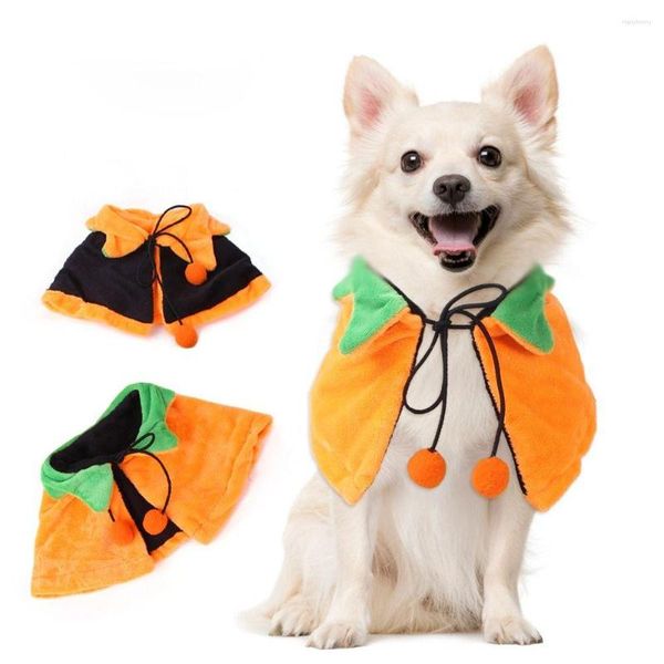 Trajes de gato Ajustável Halloween Pet Abóbora Manto Pelúcia Macia Dupla Face Laranja Dog Cape Festival