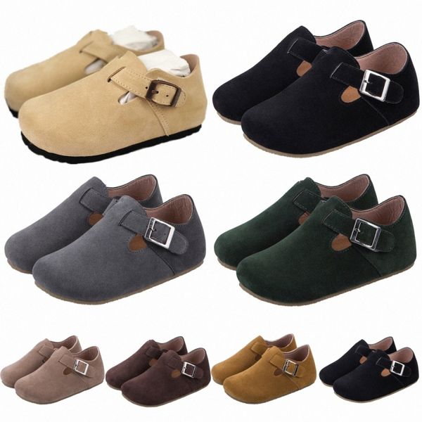 Crianças Sandles Clogs Sandália Designer Sapatilhas Meninos Meninas Slides Preto Arizona Couro Fivela Strap Falt Criança Sapatos Crianças Juventude Cinza Cork Beach Cas S2jO #