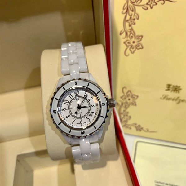 CH Orologio da donna in ceramica bianca Movimento al quarzo contatore qualità moda semplice i giovani amano il regalo di San Valentino di alta qualità 3271R