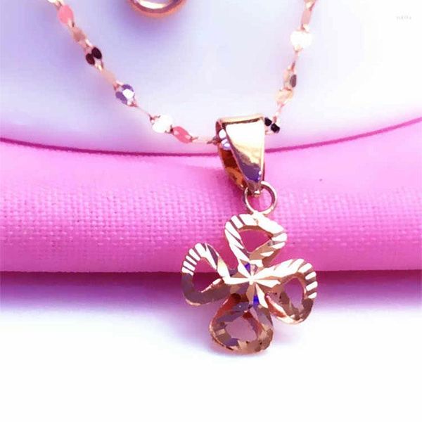 Anhänger Halsketten Russische 585 Lila Gold Farbige Blume Mode Vielseitig Temperament Überzogene 18K Rose Halskette Damen Schmuck