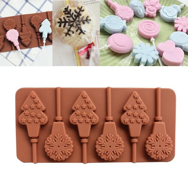 Moldes de cozimento Molde de chocolate de silicone festivo design exclusivo fácil de usar material de alta qualidade pirulito de árvore de natal diy