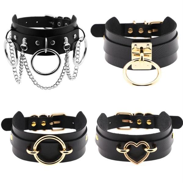 Chokers Seksi Punk Suçu Yakası Deri Kolye Kadın Bondage Cosplay Goth Mücevher Gotik Harajuku Accessories253T