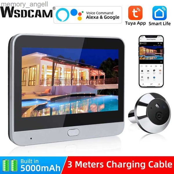 Campanelli Wsdcam 120 Telecamera spioncino grandangolare per porta Citofono unidirezionale Video Rilevazione movimento occhi Wifi Telecamera campanello 5000mAh Batteria YQ230928