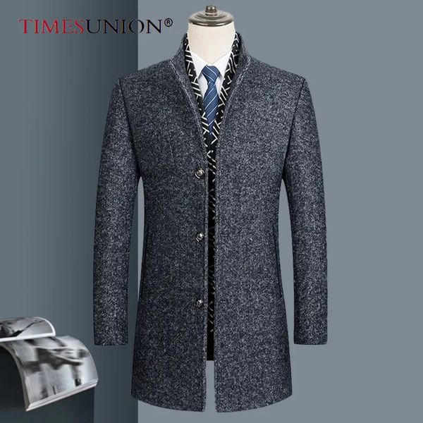 Misturas de lã masculina casaco de inverno homem de lã ervilha quente mistura jaqueta cashmere gola casaco 230927