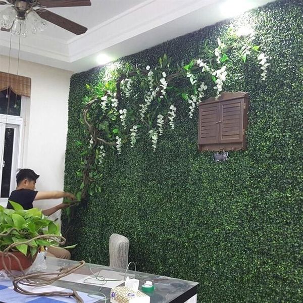 Flores decorativas grinaldas 200 pçs por lote tapete de relva artificial simulação plástico buxo grama esteira 25cm 25cm gramado verde para h269m