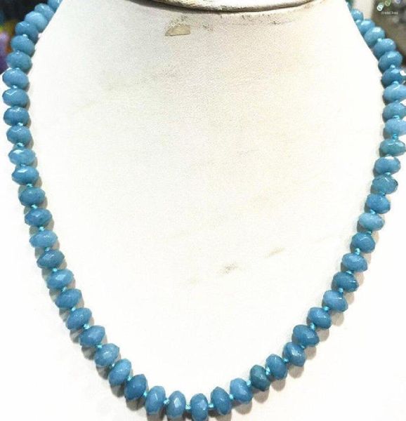 Halsband 30 % Rabatt auf Großhandelspreise Schnell 5 x 8 mm brasilianischer Aquamarin facettierte Edelstein-Abakus-Perlen-Halskette 18