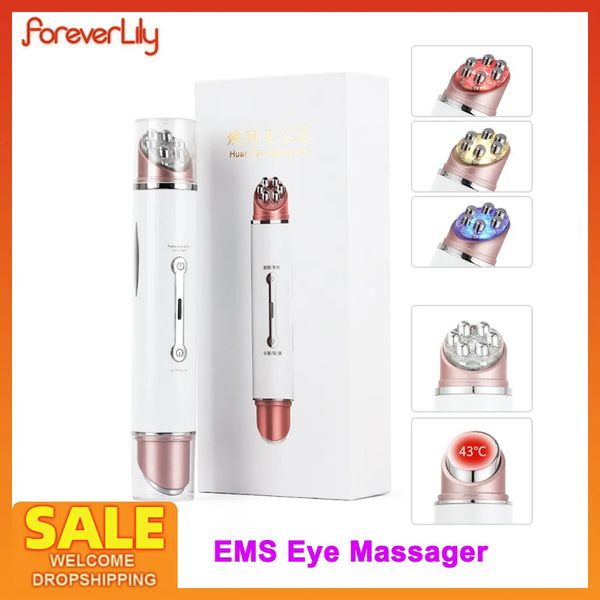 Dispositivos de cuidados faciais Mini EMS Eye Skin Firm Apertando Máquina ION Heat Eye Lifting Massageador Anti Rugas LED Pon Rejuvenescimento Beauty Pen 230927