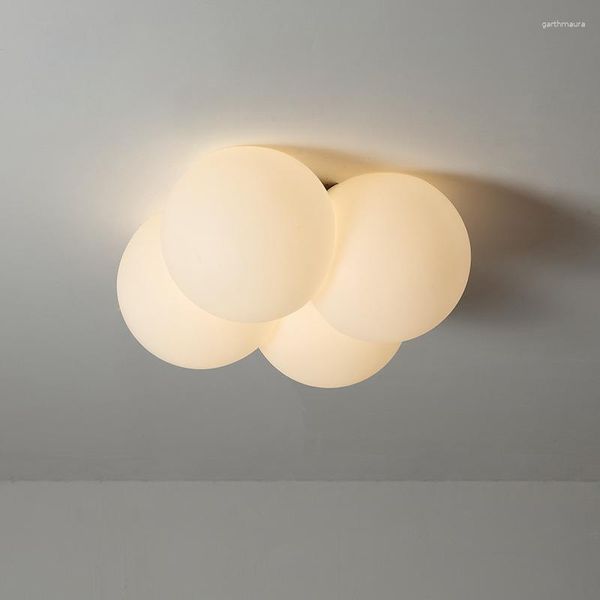 Plafoniere Lampada da soffitto moderna e minimalista PE White Cloud Ball Design Lampada LED E27 Dimmerabile Camera da letto per bambini Illuminazione da studio Apparecchio da 420 mm