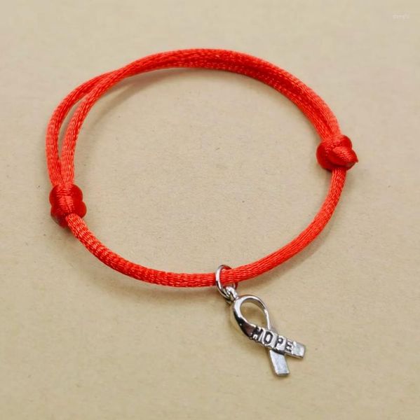 Charm Armbänder 10 teile/los Hoffnung Band Armreif Athleisure Stil Für Frauen Rote Schnur Einstellbare Handgemachte Glück Armband DIY Schmuck Geschenk