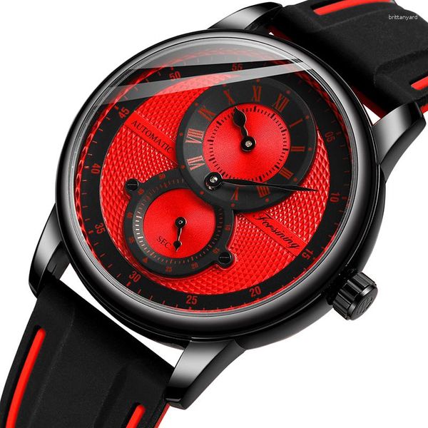 Relógios de pulso Forsining Moda Esporte Corrida Design Vermelho Relógios Masculinos Top Masculino Automático Mecânico Reloj Hombre